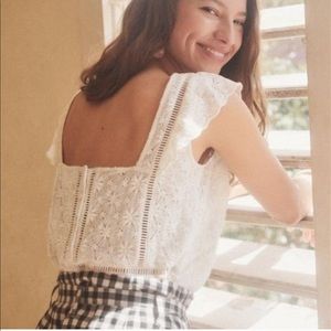 White Eyelet Sezane Amande Blouse Size 36 Small